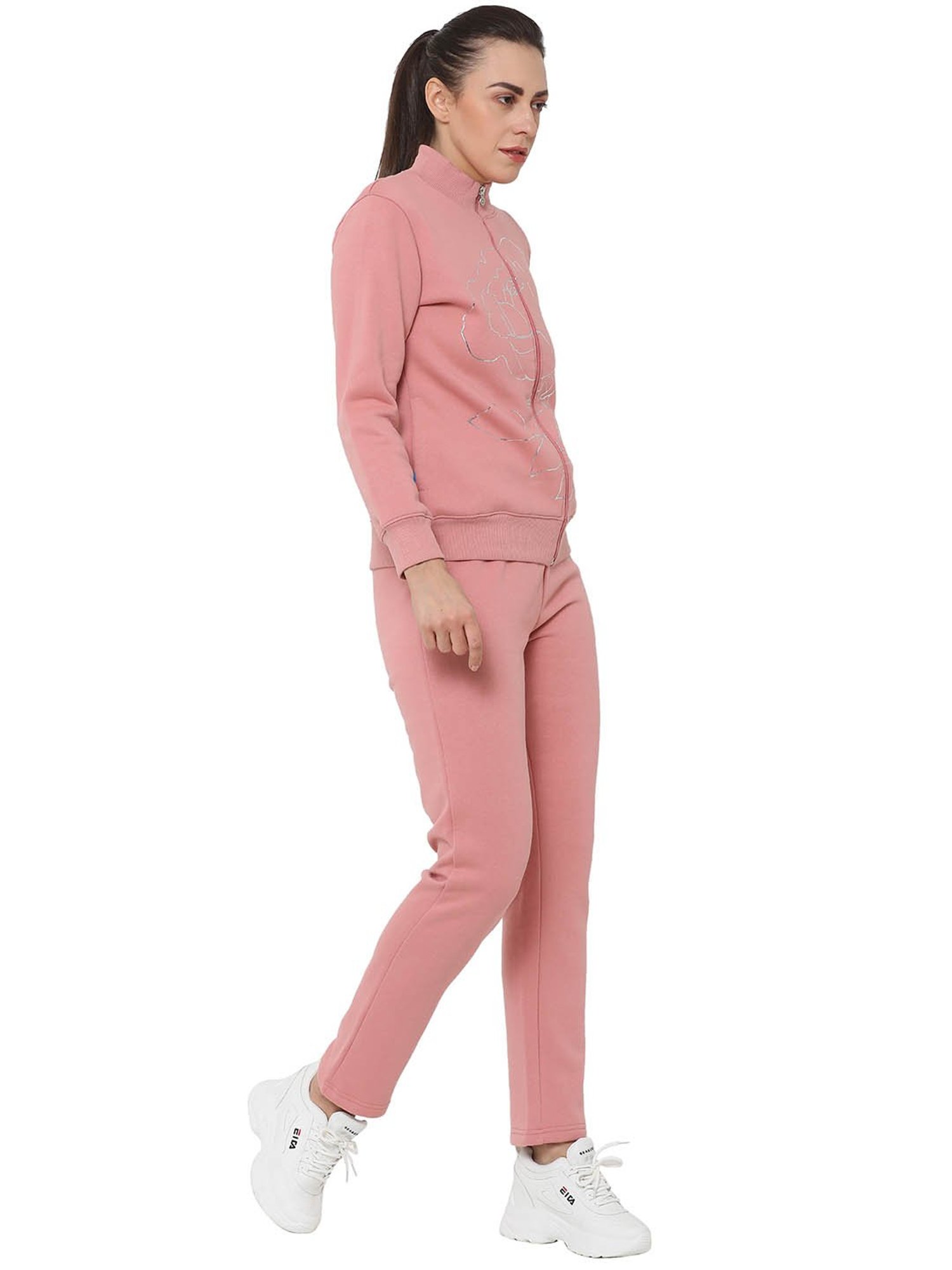 Sweet Dreams Pink Printed Jacket With Trackpants