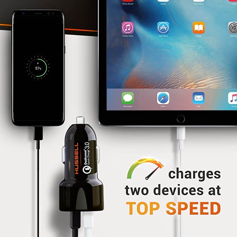 Car Charger Qualcomm Quick Charge 30 Dual USB 54A30W Fast Car Charger Adapter QC 30 3A + Smart IC 24A Compatible with iPhone Galaxy S20 S10 S9 S8 S7 S6 Note LG Nexus etc