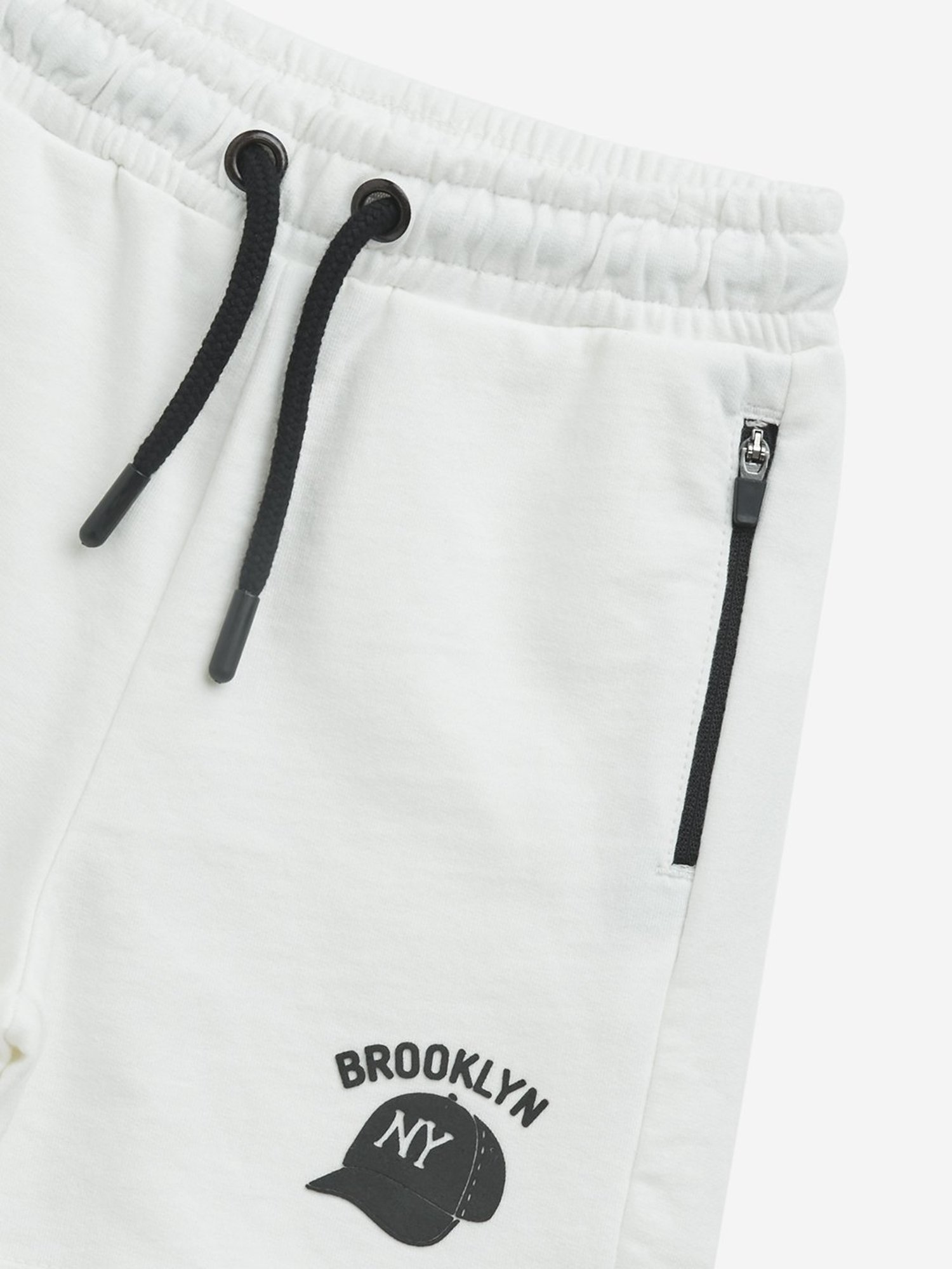 HOP Kids by Westside Off-White Text Design Mid-Rise Cotton Shorts