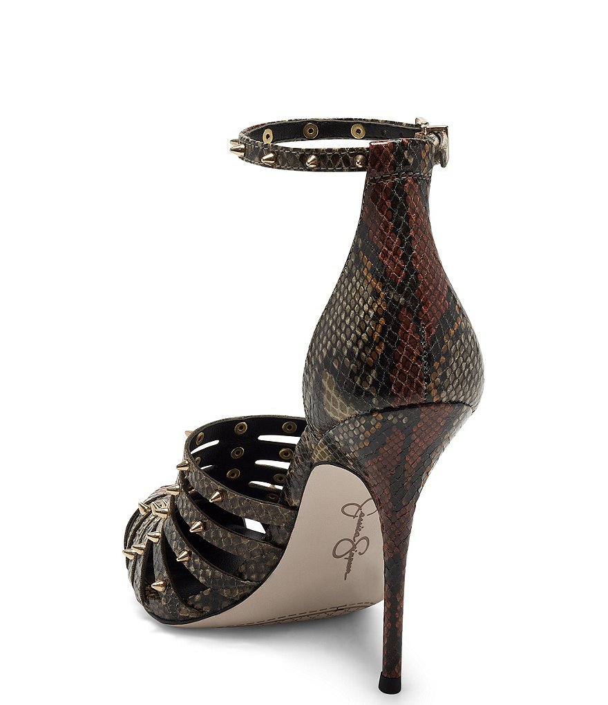 Jessica Simpson Westah Snake Print Studded Ankle Strap Pumps