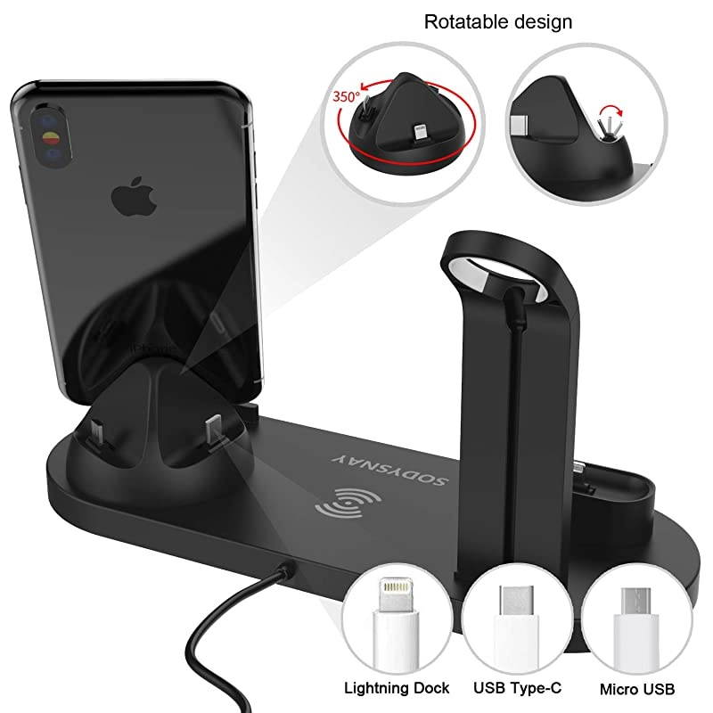 Wireless Charger 3 in 1 Wireless Charging Dock for Apple Watch and Airpods Charging Station for Multiple Devices Qi Fast Wireless Charging Stand Compatible iPhone XXSXRXs Max88 Plus