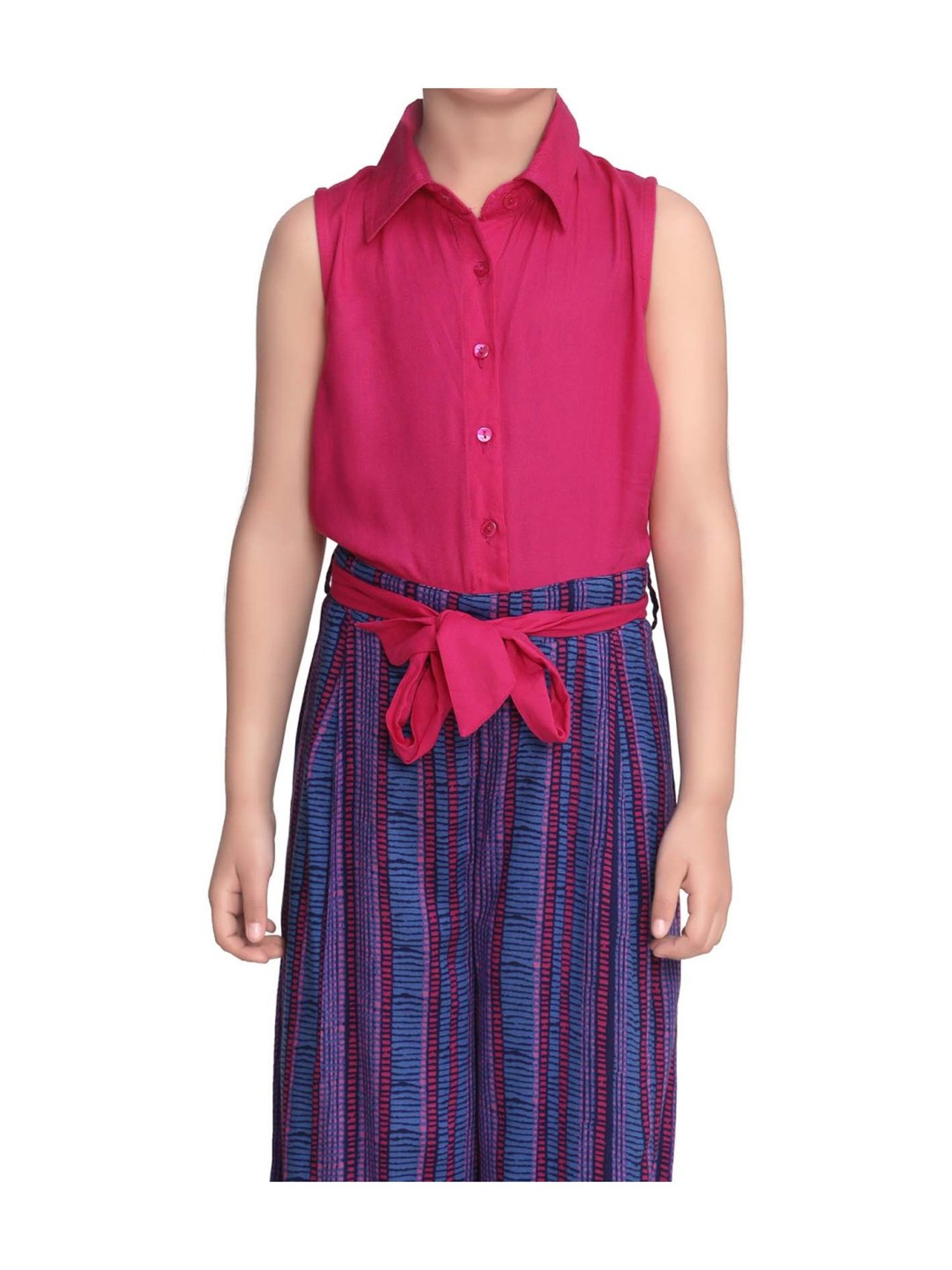 StyleStone Kids Pink Striped Jumpsuit