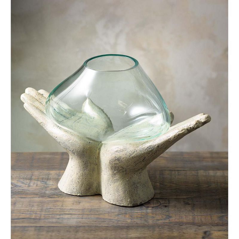 VivaTerra Open Hands Recycled Glass Vase