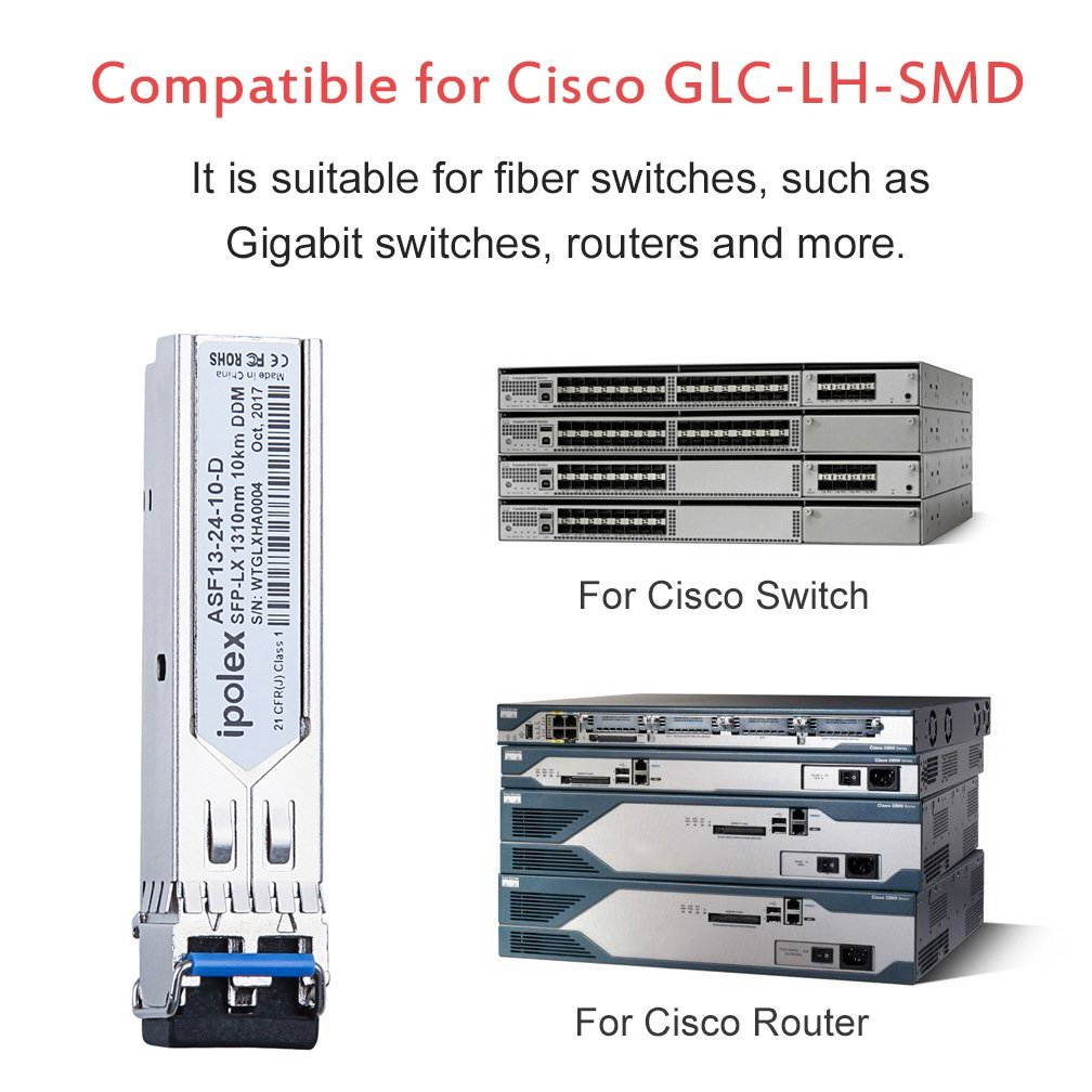 HPE JD119A/JD119B Compatible, Gigabit SFP LX Transceiver (SMF, 1310nm, 10km, LC, DDM), ipolex