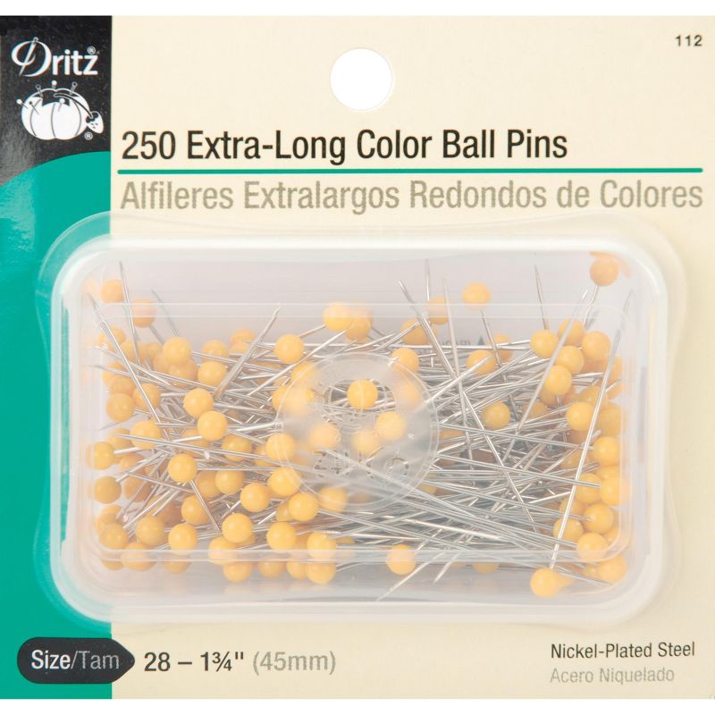 Dritz Extra Long Color Ball Pins 250/Pkg-Size 28