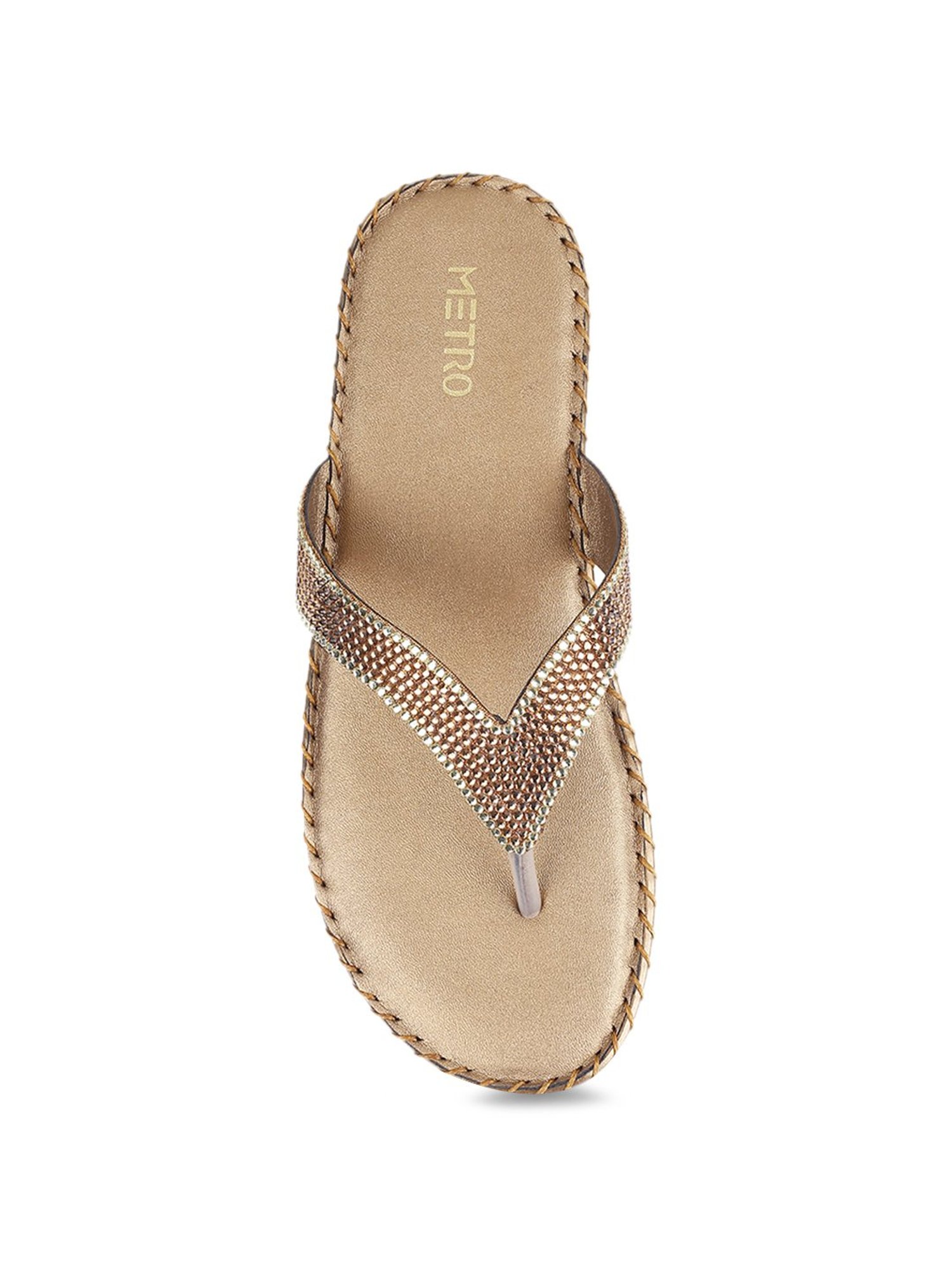 Metro Women's Antic Gold Thong Sandals