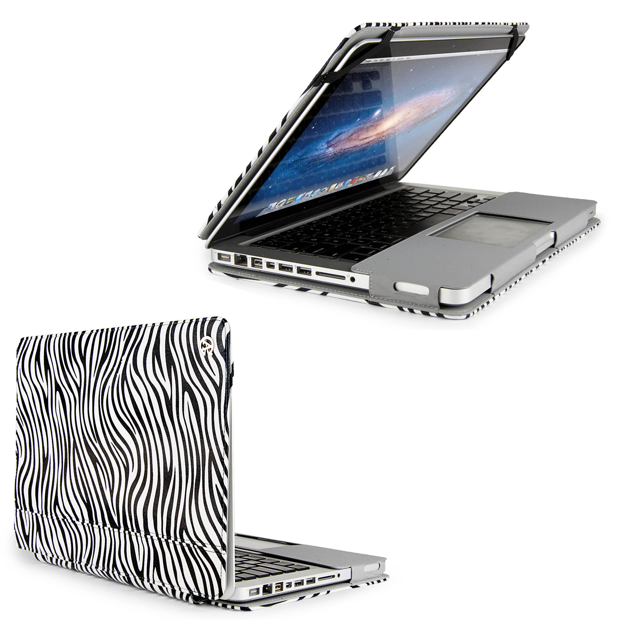 Black/White Zebra VanGoddy Mary Portfolio Case for 13in MacBook Pro