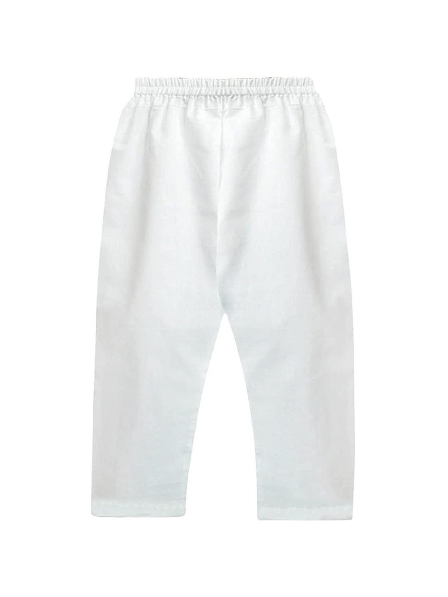 A.T.U.N. Gold & White Embroidered Full Sleeves Kurta with Jacket & Pyjamas