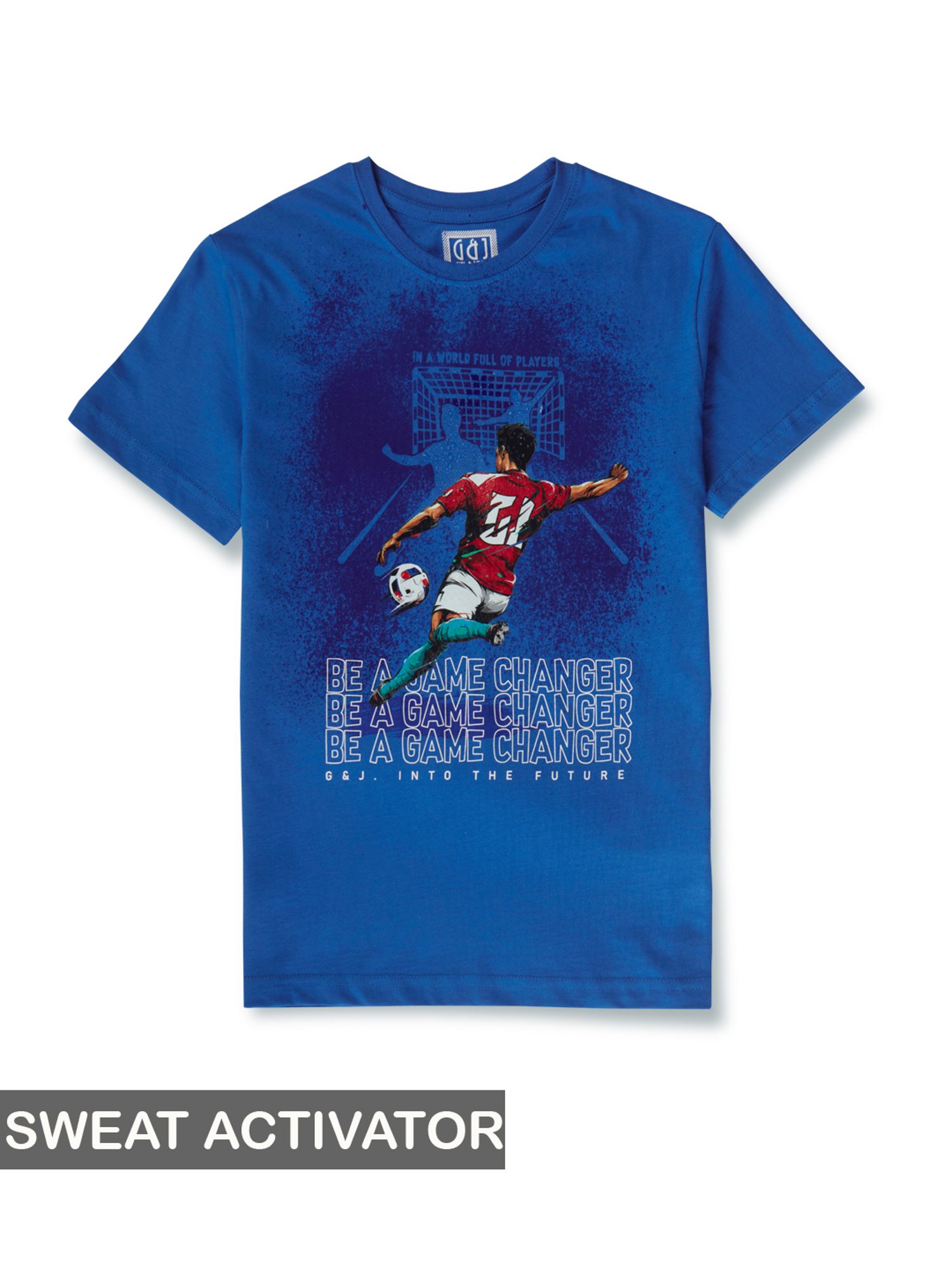 Gini & Jony Boys Royal Blue Printed T-Shirt