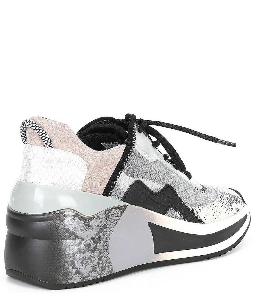 Gianni Bini Malloy Chunky Colorblock Snake Print Lace-Up Wedge Sneakers