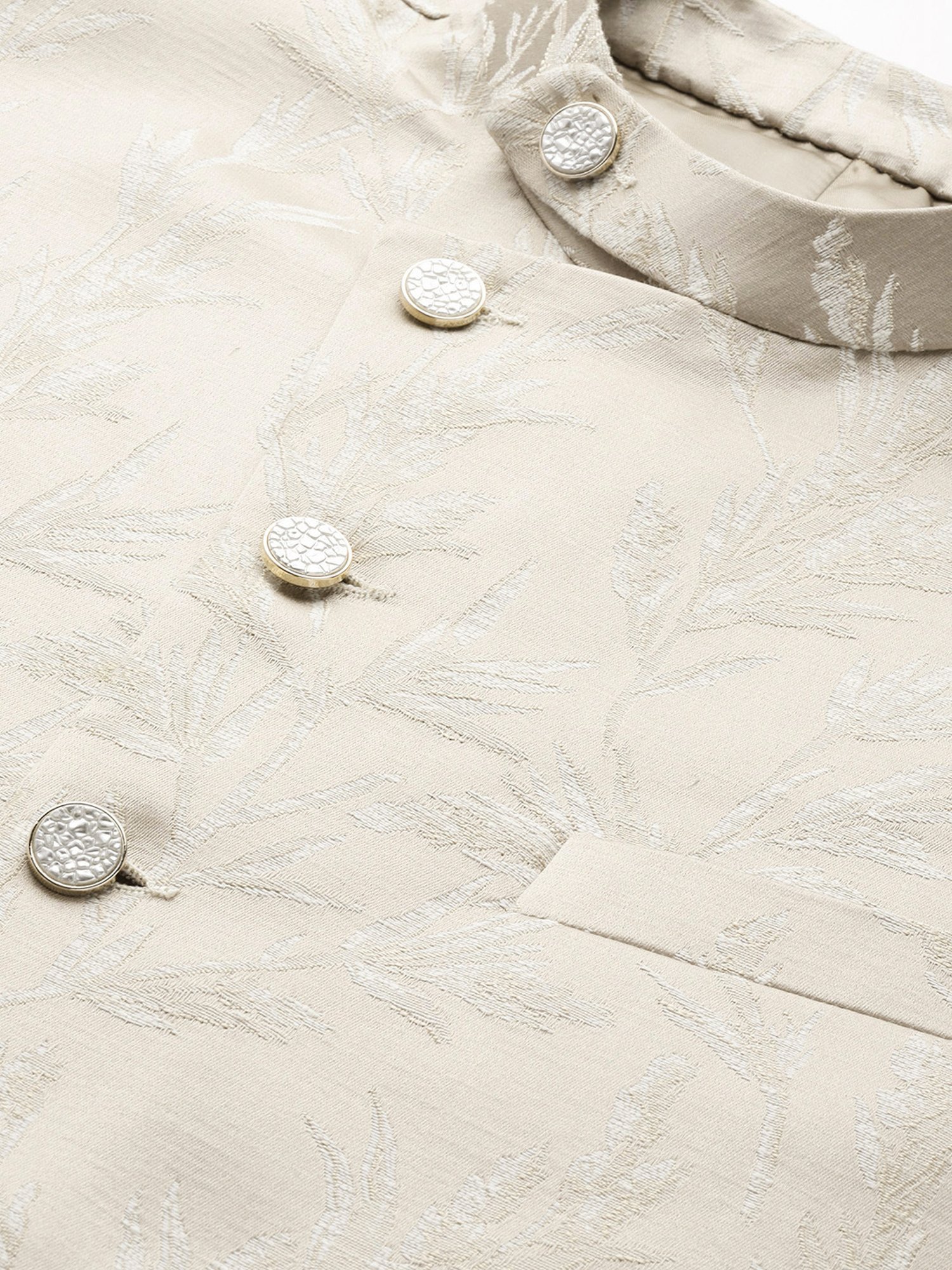 ManQ Beige Slim Fit Nehru Jacket