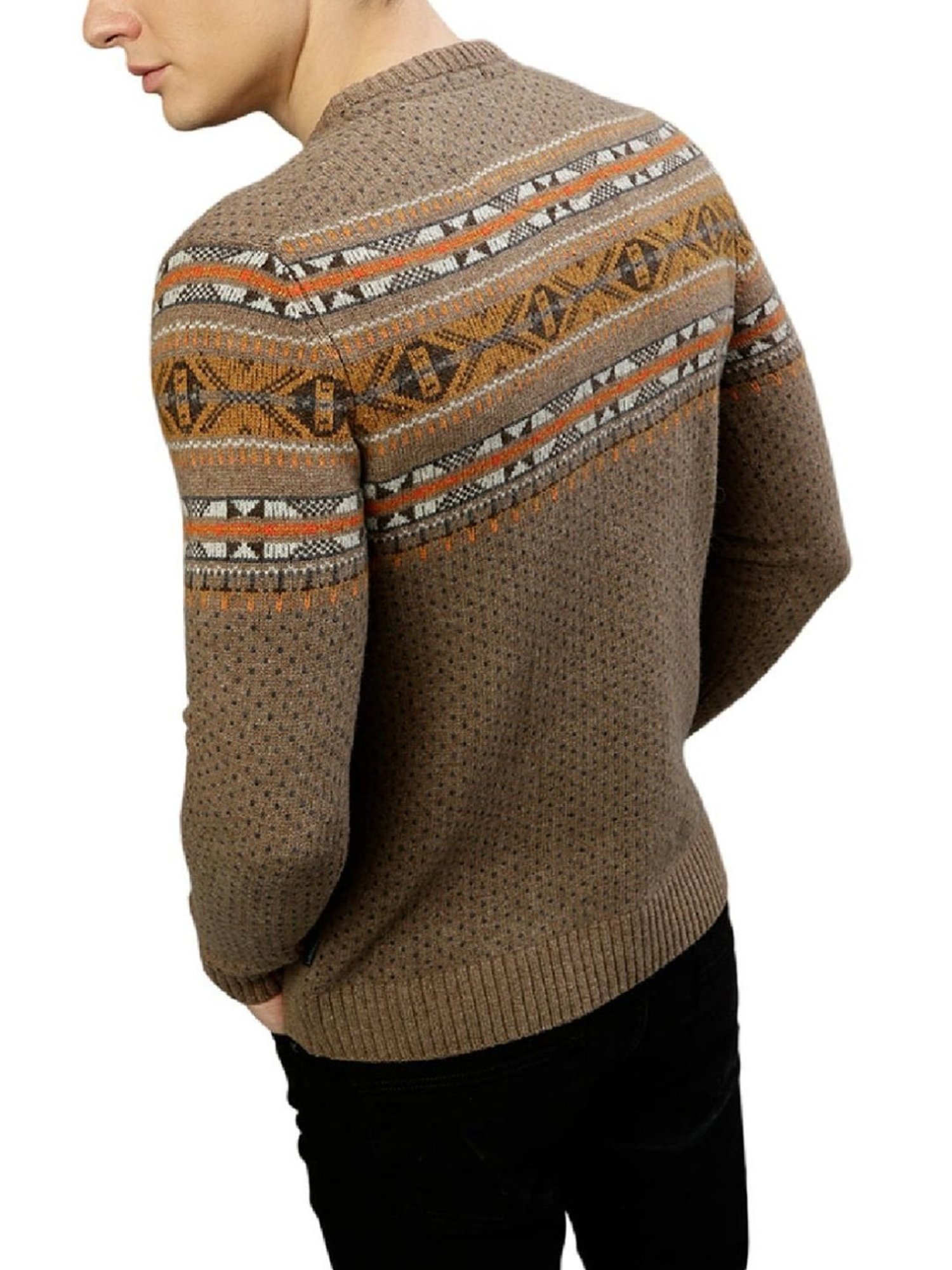 Lindbergh Beige Regular Fit Self Pattern Sweaters