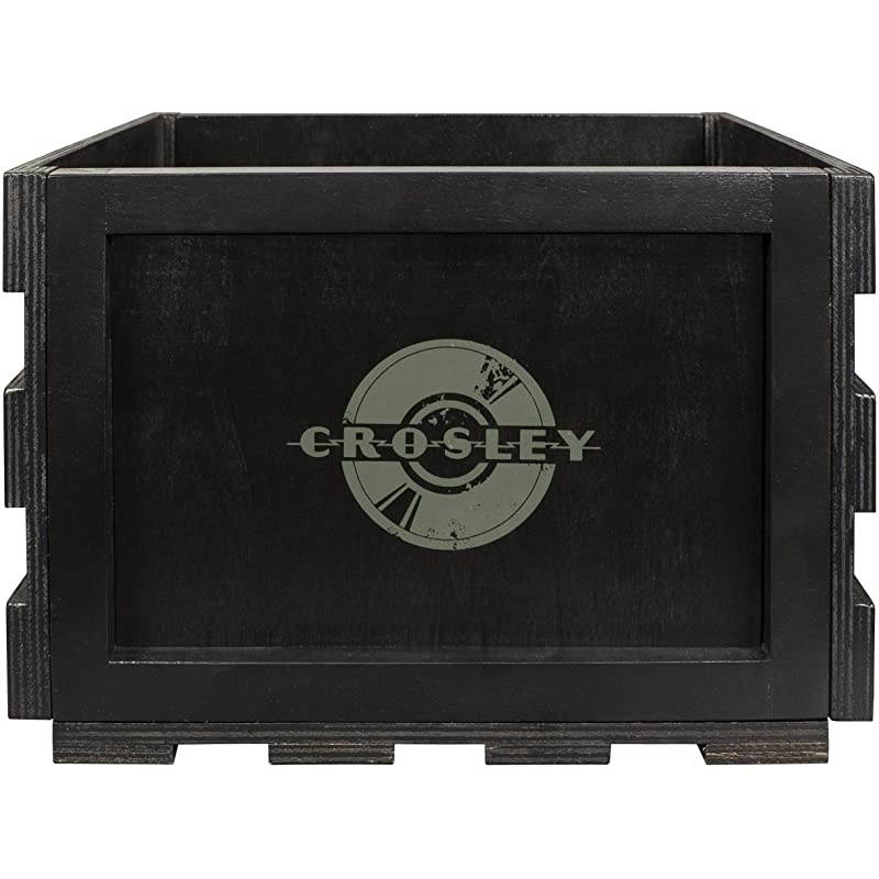 AC1004A-BK Record Storage Crate Holds up to 75 Albums, Black