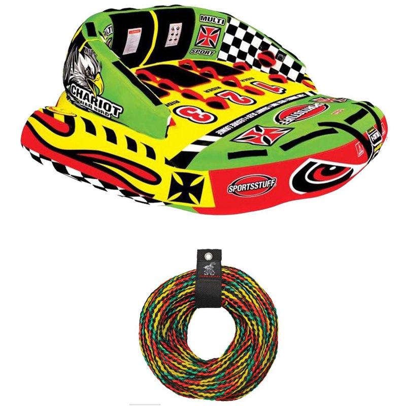 SPORTSSTUFF Chariot Warbird 3 Triple Rider Towable + 60' Tube Rope | 53-1790