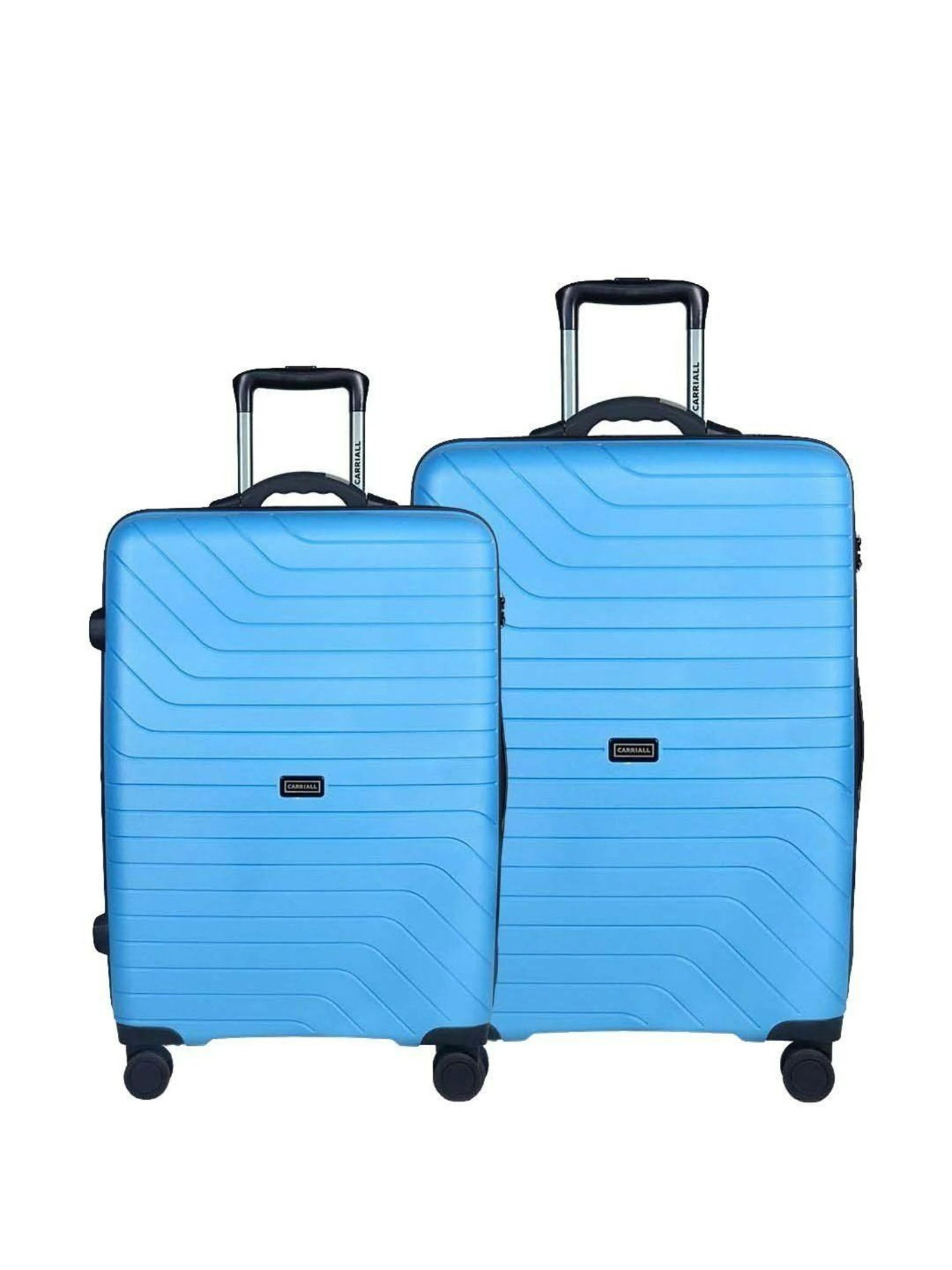 Carriall Groove Blue Striped Hard Trolley Bag Pack of 2 - 65cms & 75cms