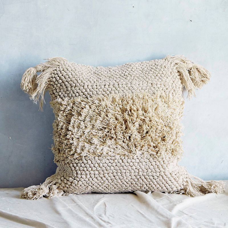 20"x20" Oversize Square Throw Pillow with Lurex Natural/Gold - Patina Vie