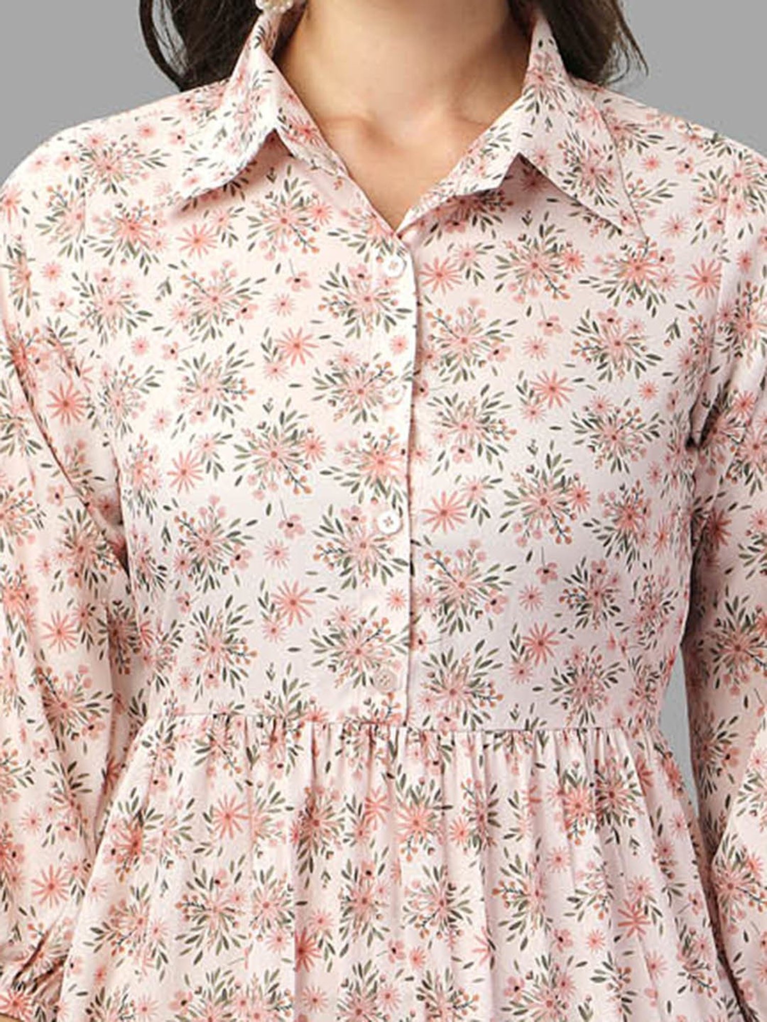 MASAKALI.CO Light Pink Floral Print A Line Dress