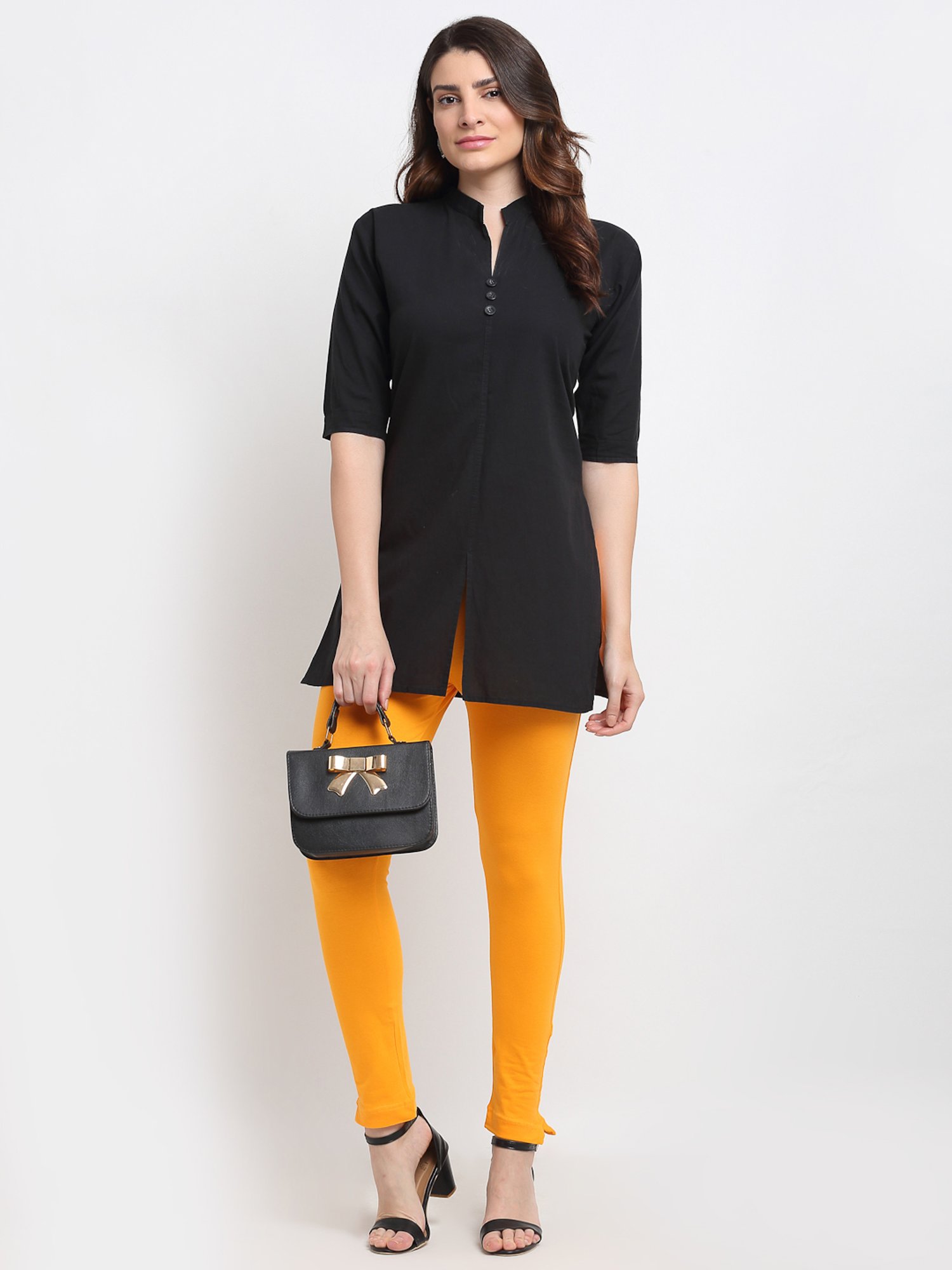 Saffron Threads Black Elasticated Palazzos