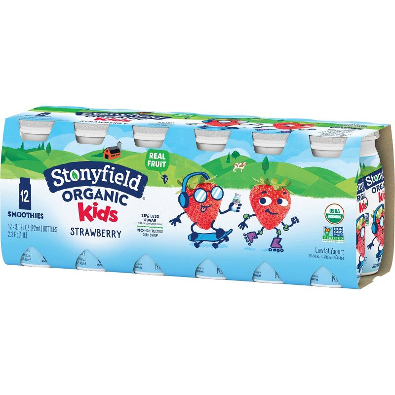 Stonyfield Organic Kids' Strawberry Yogurt Smoothies - 12pk/3.1 fl oz Bottles