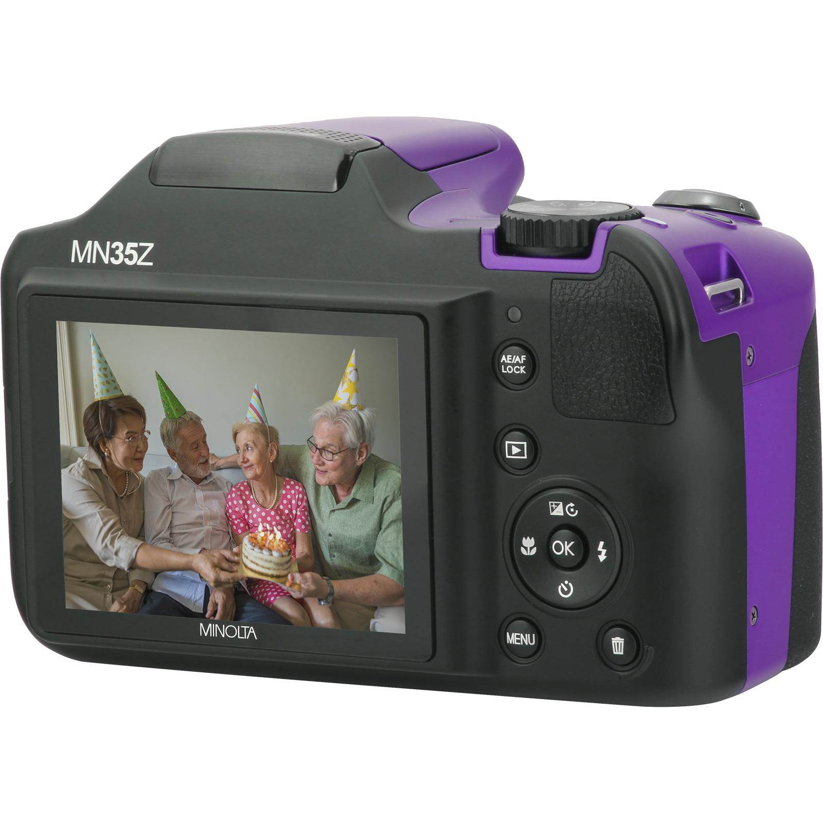 Minolta Mn35z-p 20-megapixel 1080p Full Hd Wi-fi Mn35z Bridge Camera With 35x Zoom [purple]