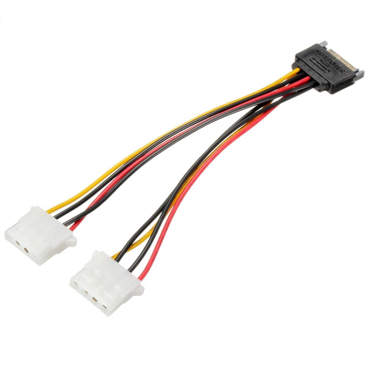 Cable Power Adapter SATA 15pin> 2x 4pin Molex connector -