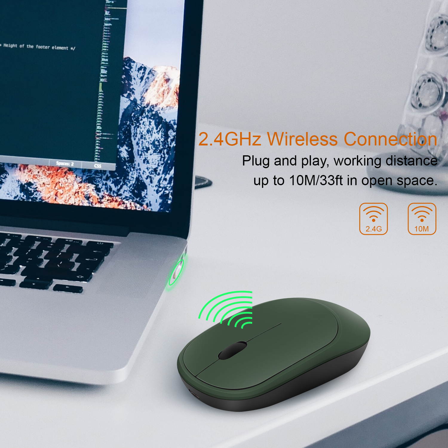 INMISS 2.4G Rechargeable Wireless Mouse with USB Receiver, Portable Ultra-Thin Noiseless Mouse for Notebook, PC, Laptop, Computer, MacBook