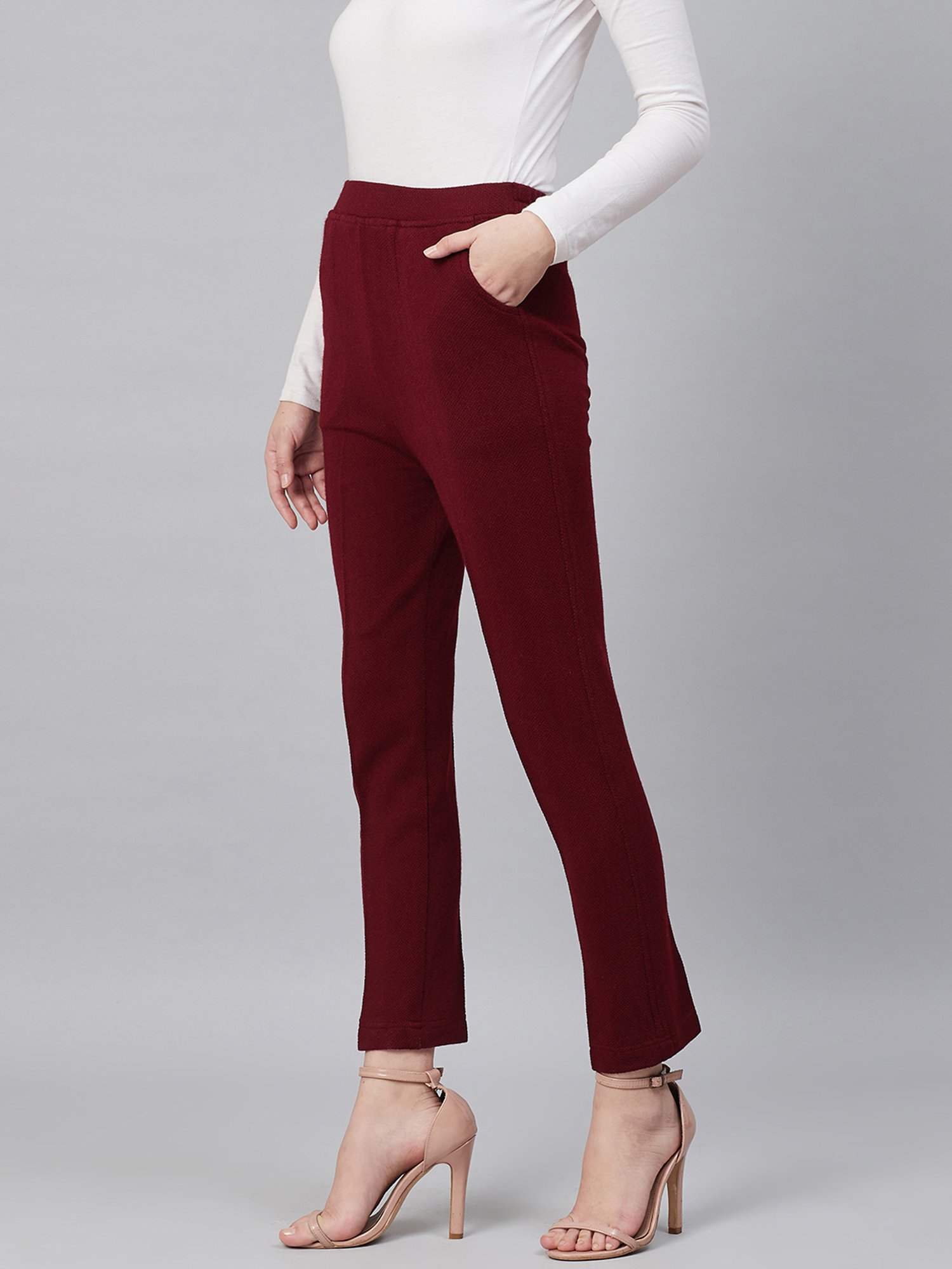 Cayman Maroon Mid Rise Pants