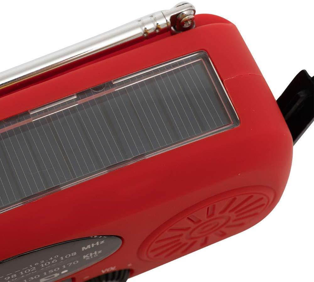 NOAA Weather Radio Solar Emergency Hand Crank Self Powered AM/FM/NOAA Solar Radios with 3 LED Flashlight 1000mAh Smart Phone Charger Power Bank(Red)