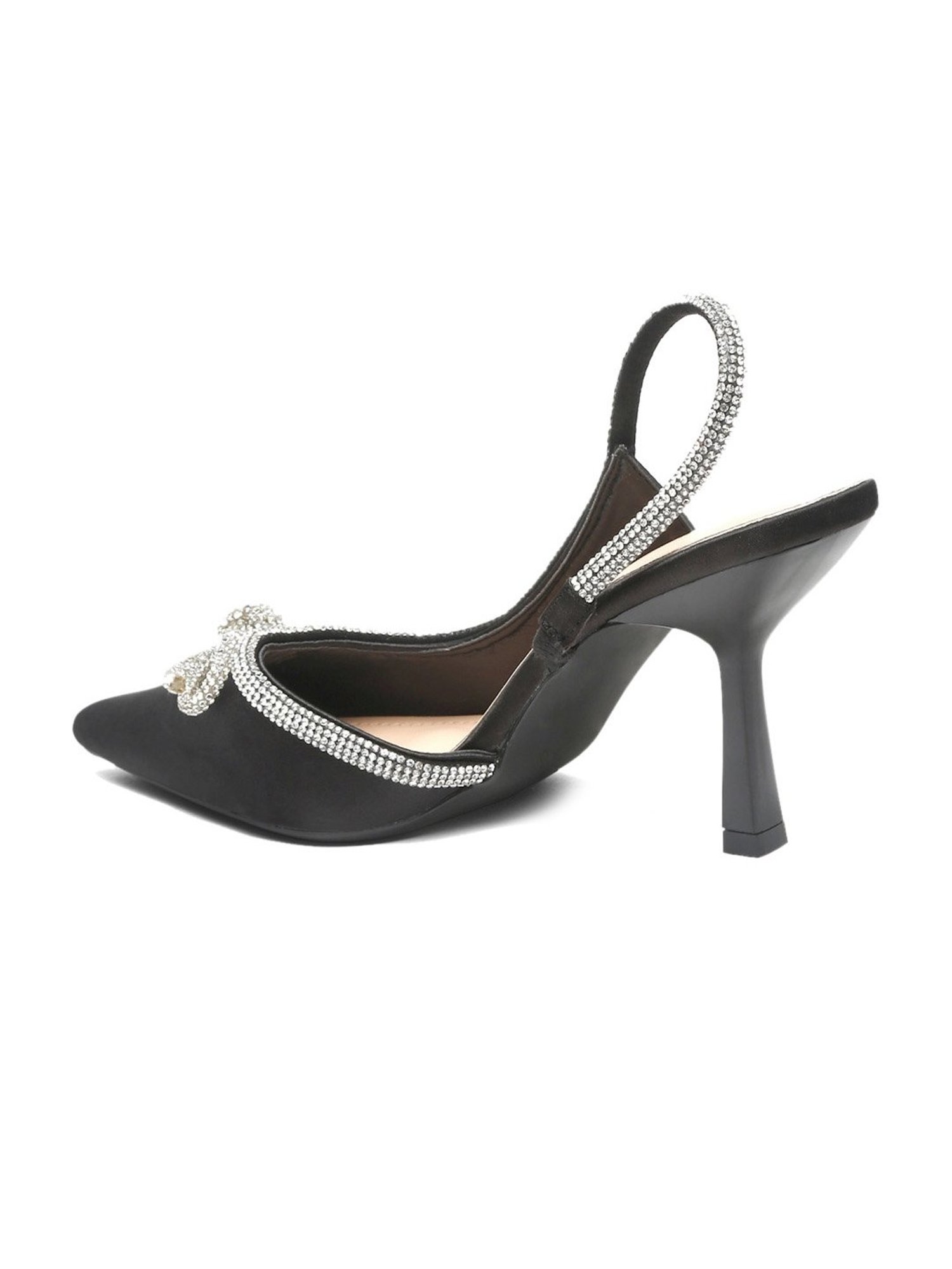 Flat N Heels Women's Black Sling Back Stilettos