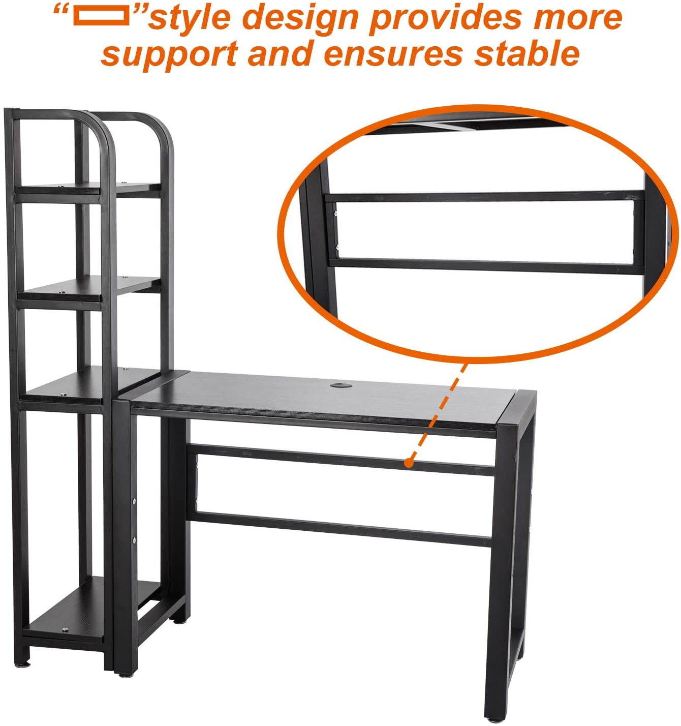 Home Office Desk Computer Desk Writing Table Gaming Desk with 4 Tier Shelves