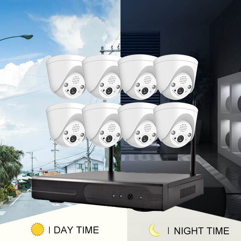 3MP 8-CH Wifi connection remote monitoring protection infrared night vision two-way voice intercom smart humanoid detection CCTV surveillance camera security system kit