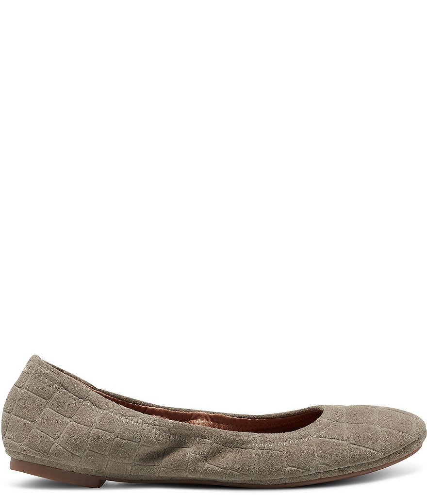 Lucky Brand Emmie Croco Embossed Suede Leather Ballet Flat