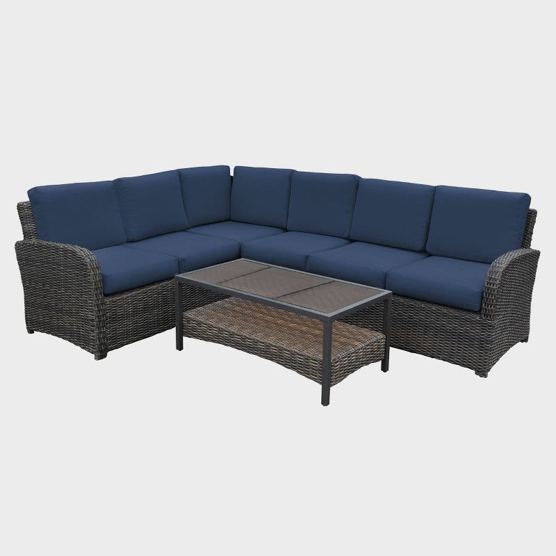 Jackson 5pc Sectional with Sunbrella - Navy - Leisure Made