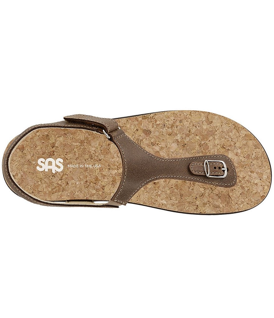 SAS Marina Leather Thong Wedge Sandals