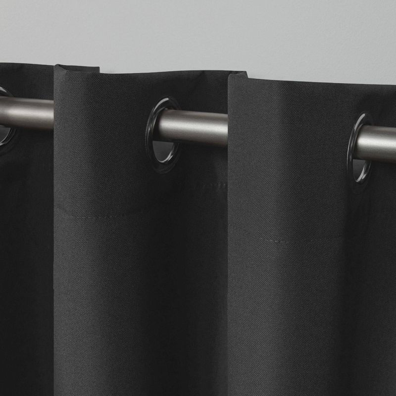 Set of 2 120"x54" Solid Cabana Grommet Top Light Filtering Curtain Panels Charcoal - Exclusive Home