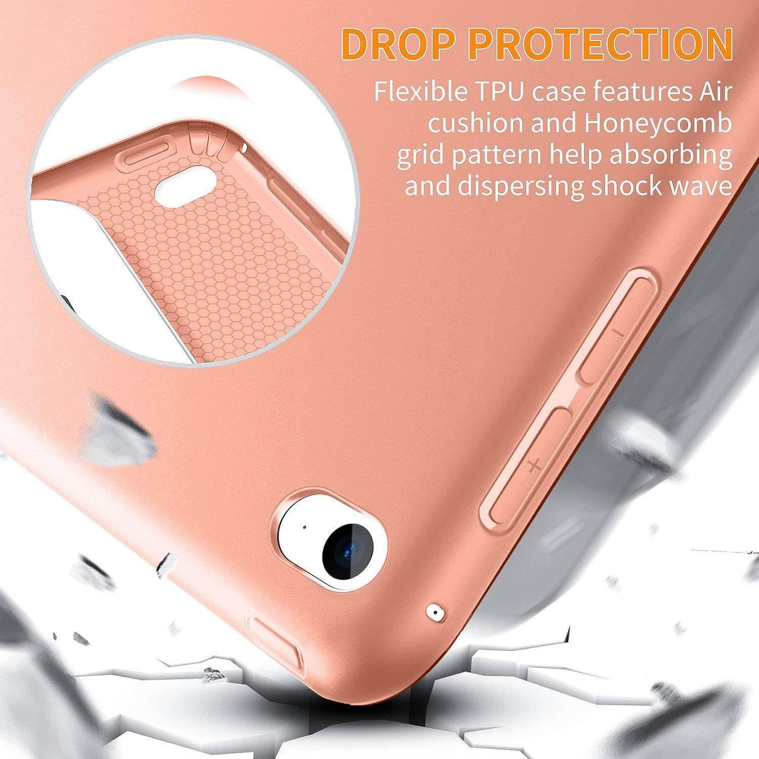 iPad Case for iPad Mini 4, DTTO [Anti-Scratch] Ultra Slim Lightweight [Auto Sleep/Wake] Smart Case Trifold Cover Stand with Flexible Soft TPU Back Cover for iPad mini4, Bright Orange