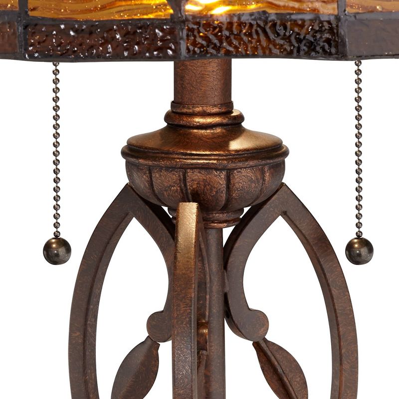 Robert Louis Tiffany Traditional Table Lamp Bronze Leaf and Vine Glass Shade for Living Room Family Bedroom Bedside Nightstand