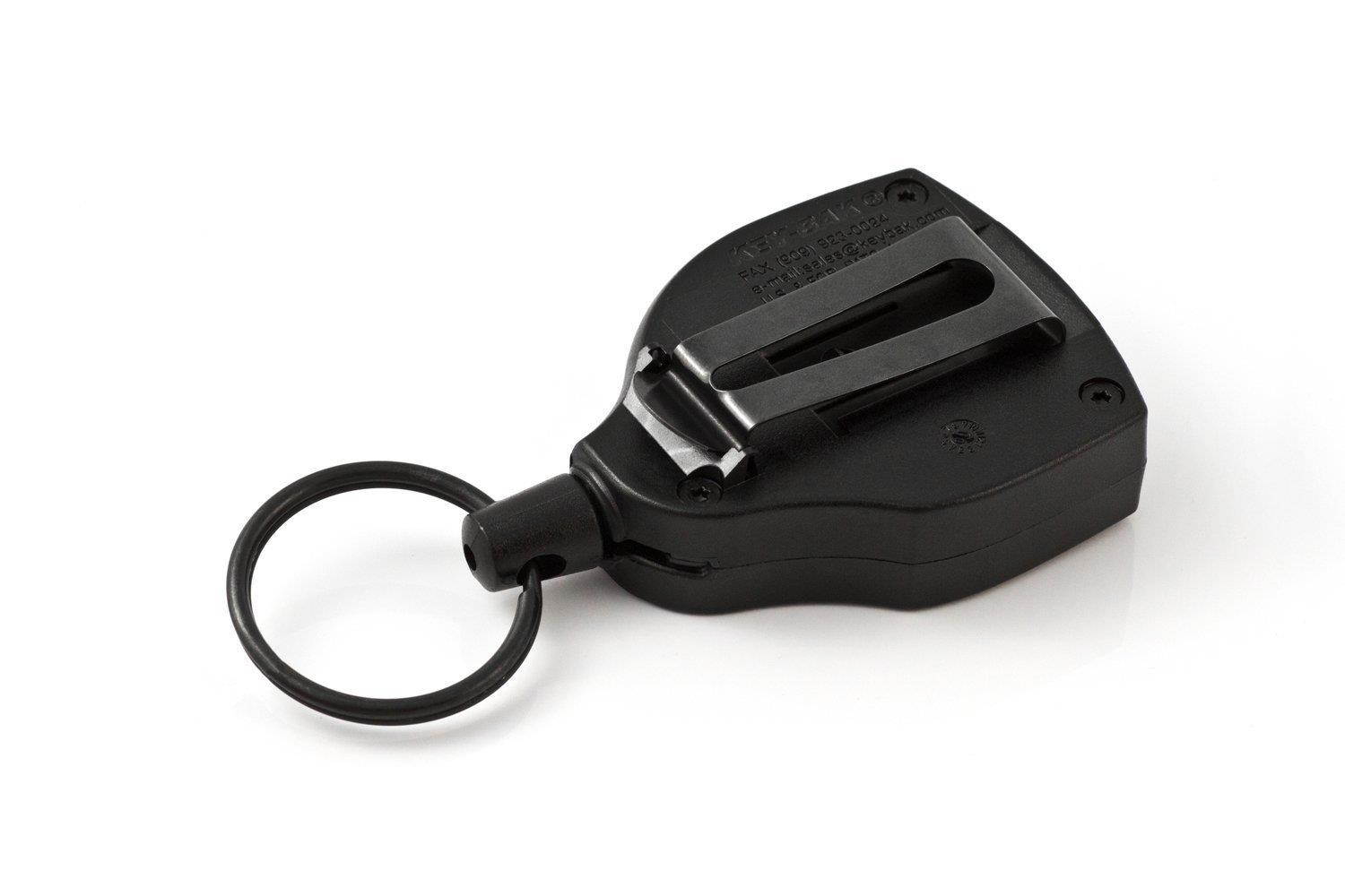 Key-Bak Super 48 Locking Professional Heavy Duty Self Retracting Key Reel with Retractable Kevlar Cord, 48" Black (2 Pack)