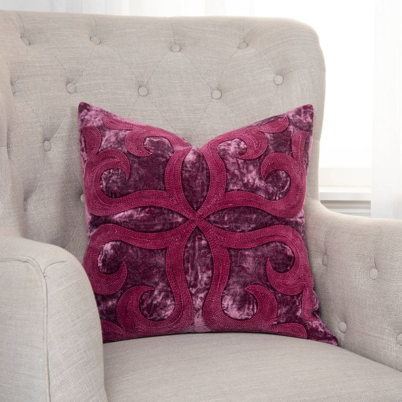 20"x20" Oversize Medallion Square Throw Pillow Cover Merlot/Red - Rizzy Home