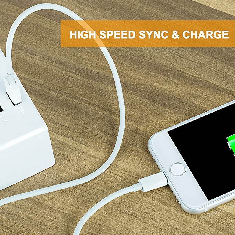 iPhone Charger, 5 Pack 3ft/3ft/3ft/6ft/10ft Lightning Cable iPhone Charging Syncing Cord Charger Cable Compatible iPhone X 8 8Plus 7 7Plus 6s 6sPlus 6 6Plus SE 5 5s 5c more