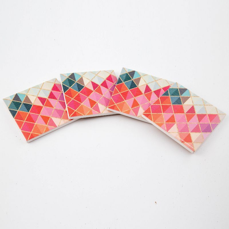 4pk Ceramic Rainbow Diamond Print Coasters - Thirstystone