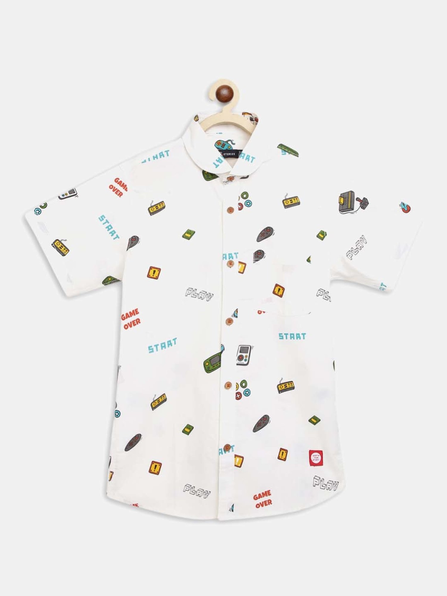 Tales & Stories Kids White Cotton Printed Shirt