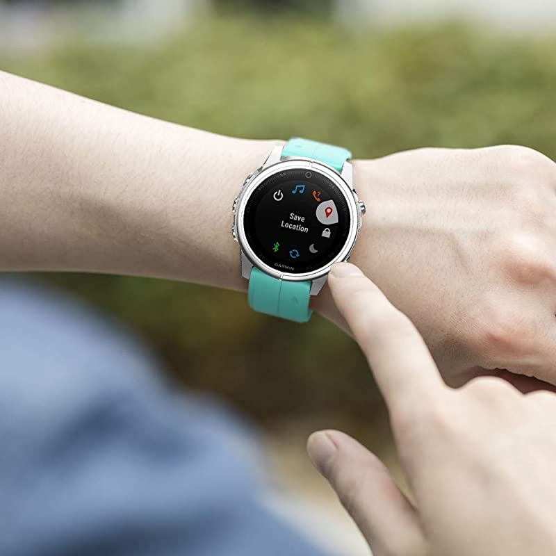 Compatible with Fenix 5S Plus Band Silicone Sport Watch Bands for Fenix 5SFenix 5S PlusFenix 6SFenix 6S ProD2 Delta S SmartwatchSilver BuckleMint