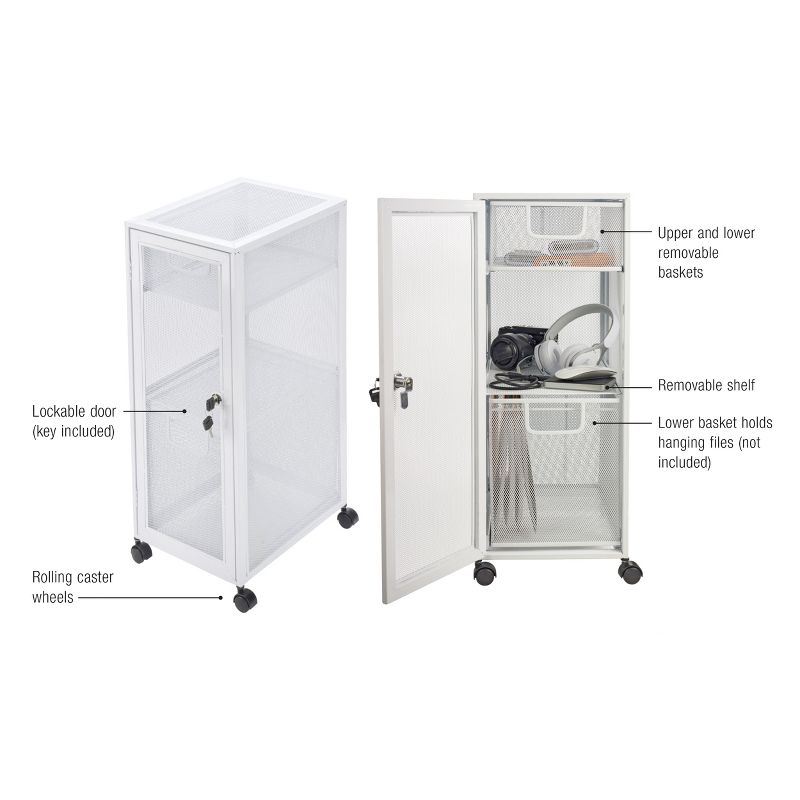 Design Ideas Meshworks Mini Metal Storage Locker, Two Drawers with Lock and Key 10&rdquo; x 14&rdquo; x 25&rdquo;