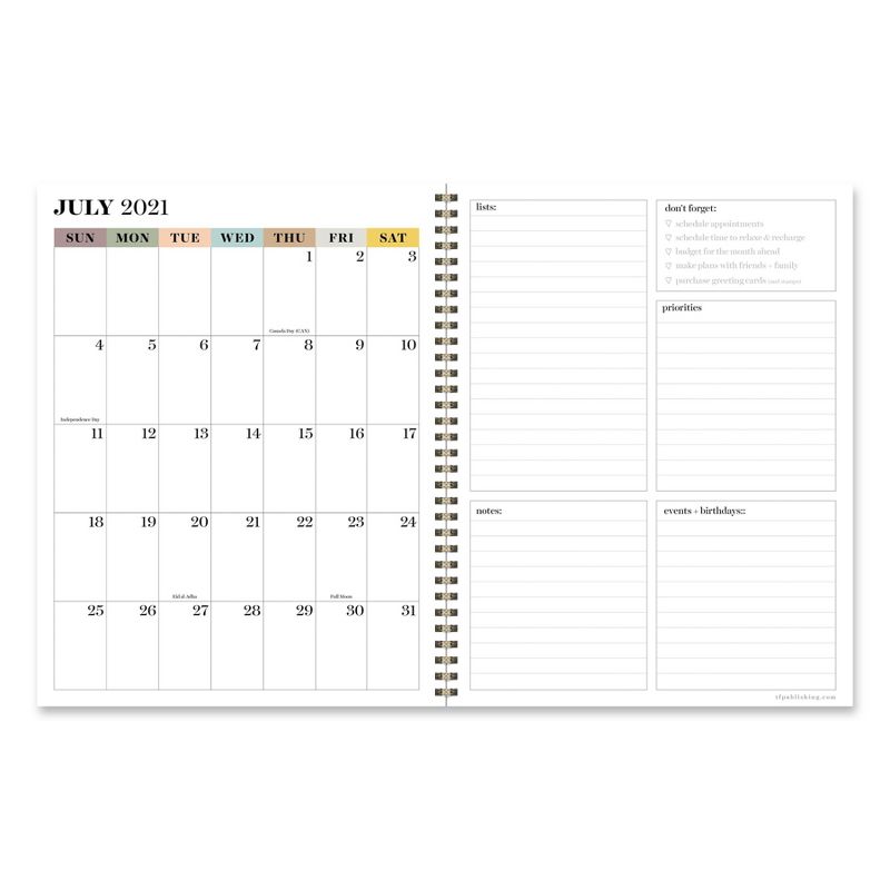 2021-22 Academic Planner 8.5" x 11" Stems & Leaves Daily/Weekly/Monthly - The Time Factory
