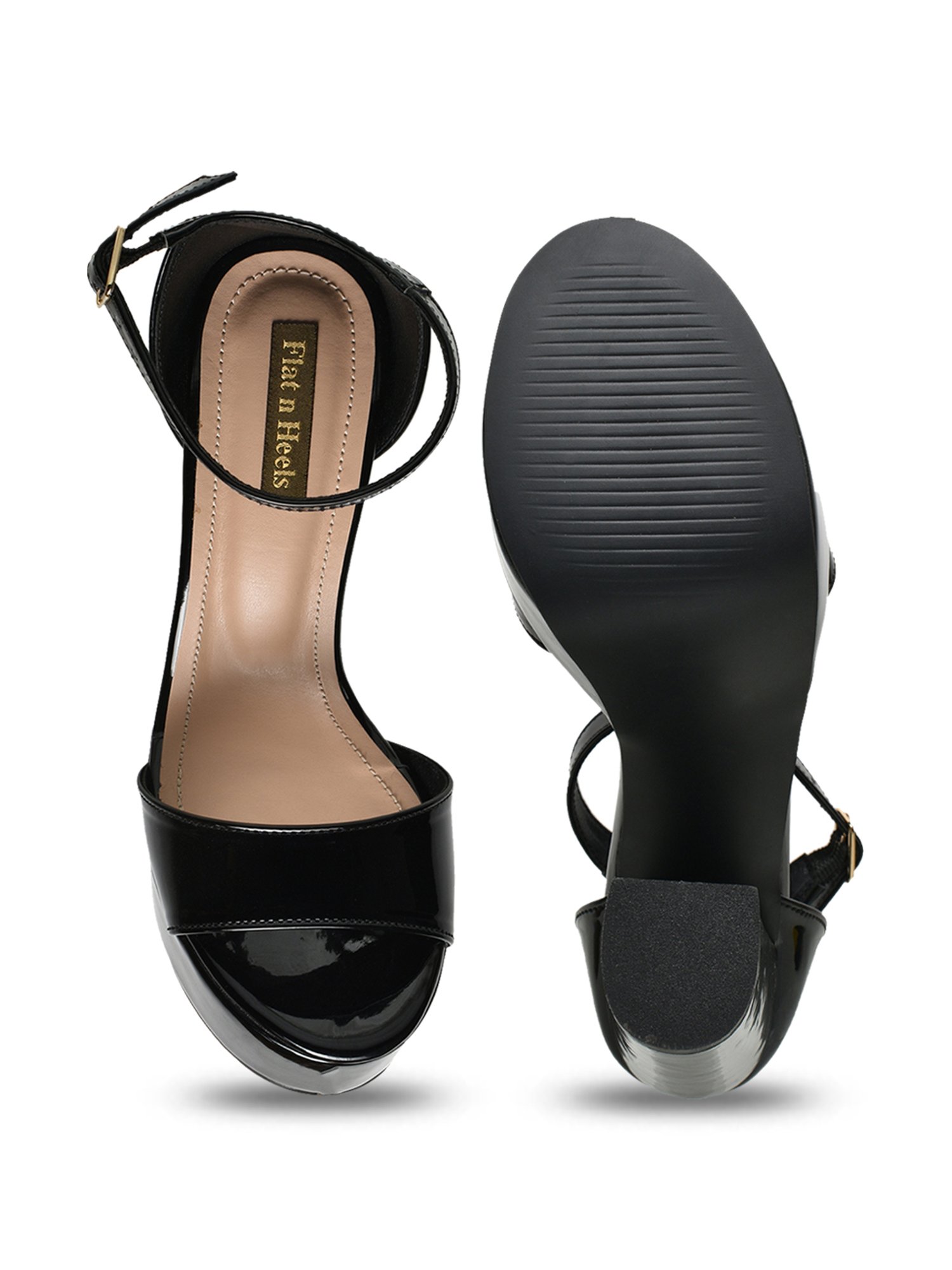 Flat N Heels Women's Black Ankle Strap Sandals
