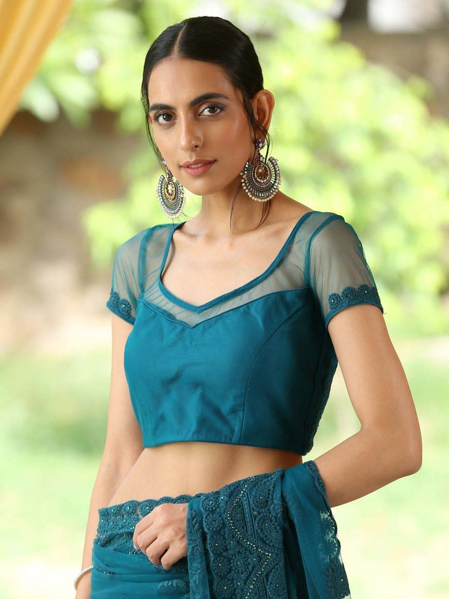 Swtantra Turquoise Embroidered Readymade Blouse