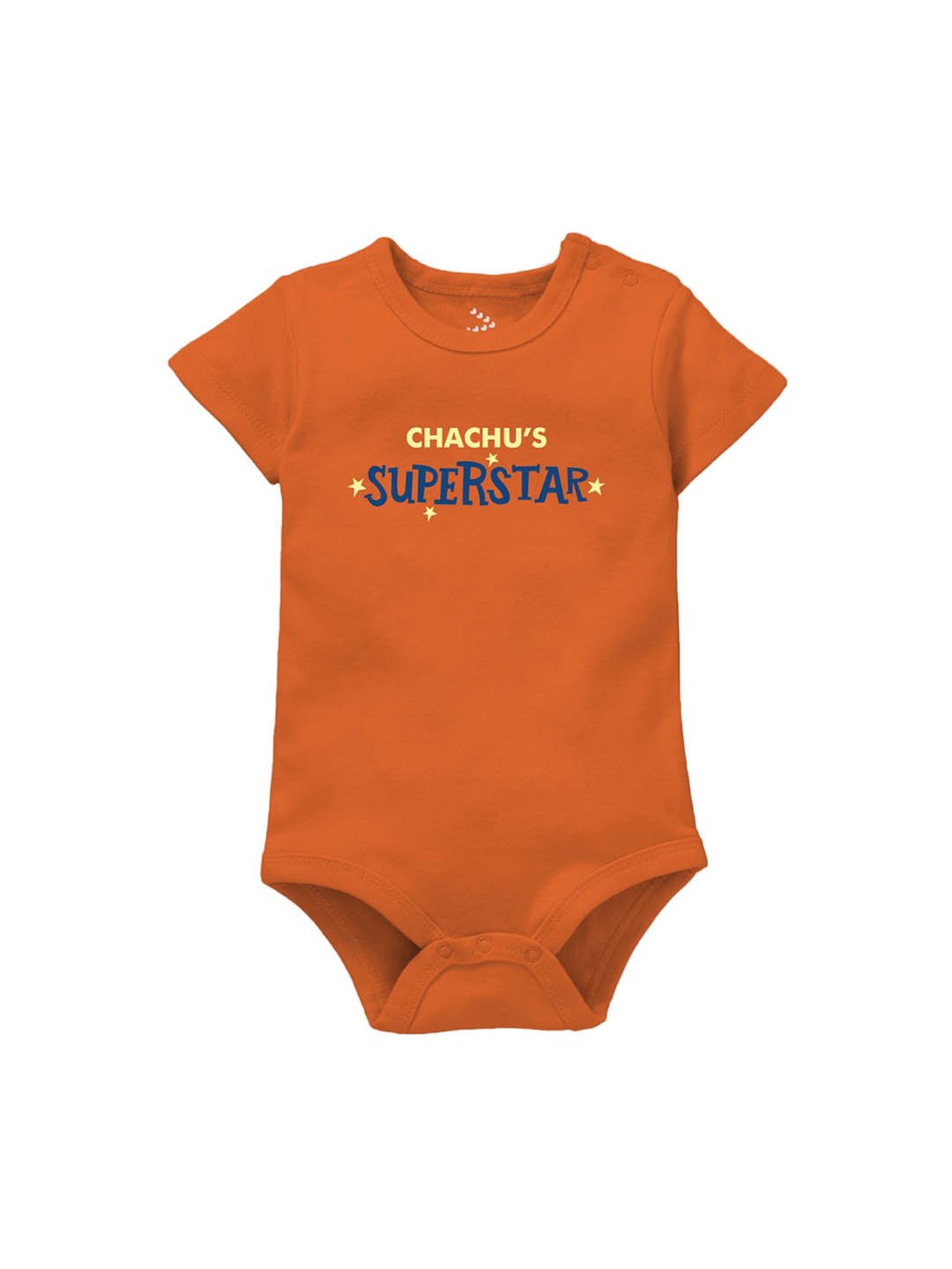 Zeezeezoo Kids Orange Chachu's Superstar Printed Onesie