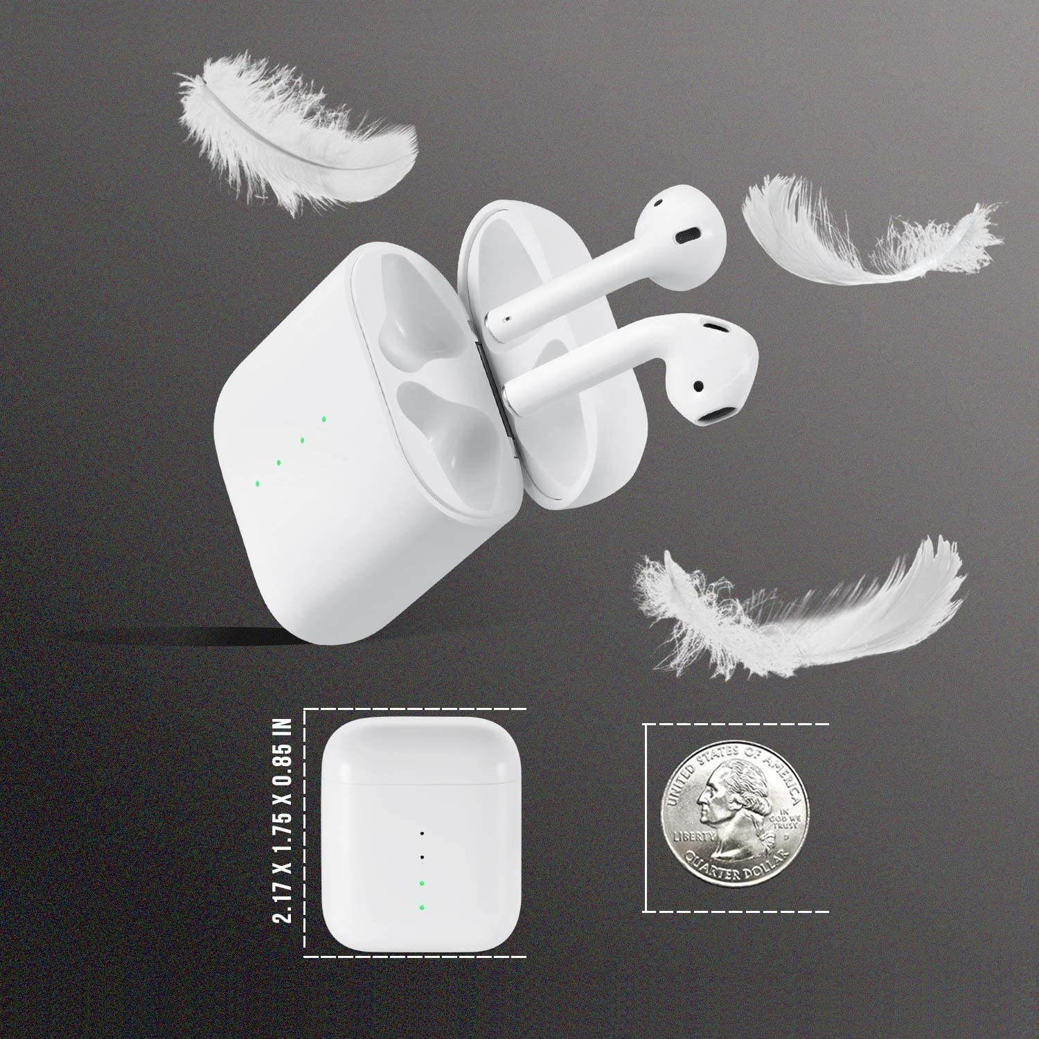 Dartwood True Wireless Earbuds - Portable Splashproof Headphones with Bluetooth Connectivity, Immersive Sound, Mic and Volume Control (White)