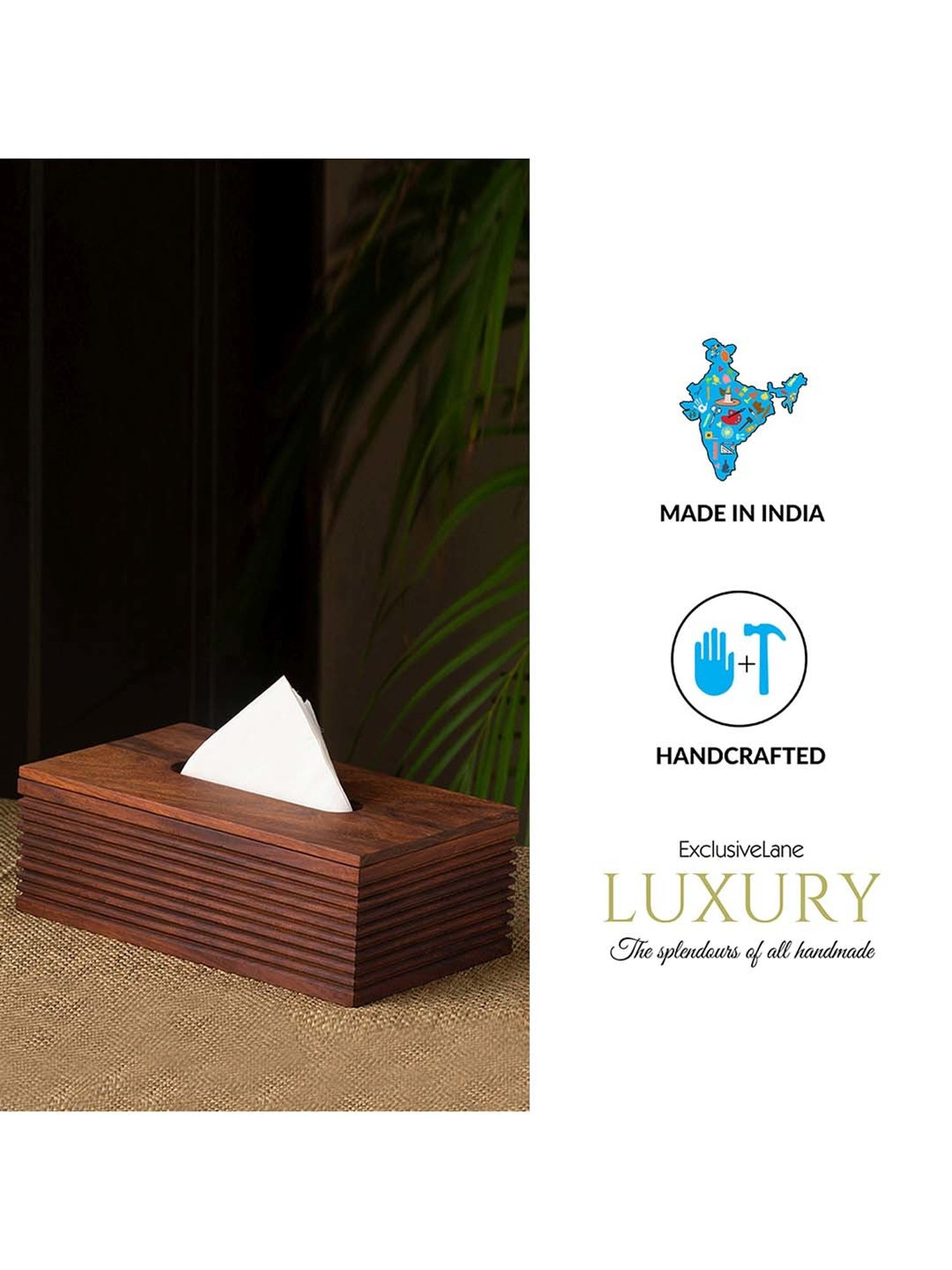 ExclusiveLane The Dancing Peacock Brown Sheesham Wood Napkin Holder - Set of 1